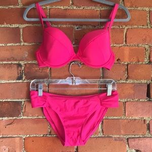 Hot pink bikini with 2 bottoms